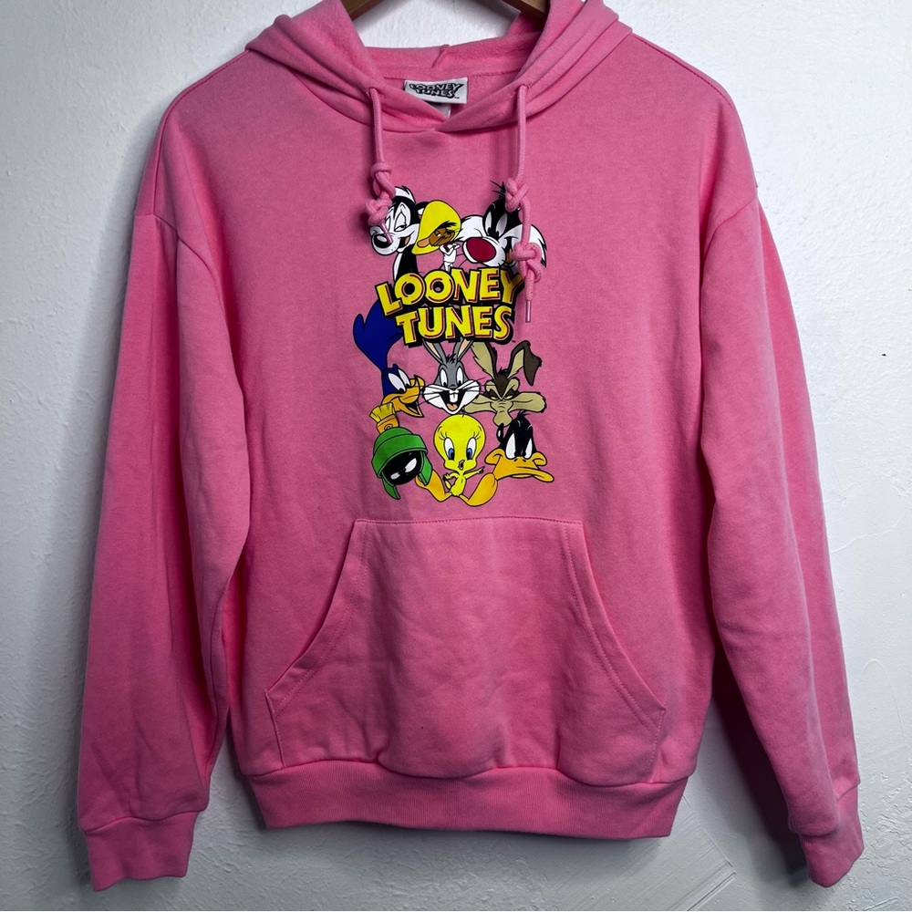 Looney Tunes Hoodie Pink Pullover Sweatshirt Size:XS